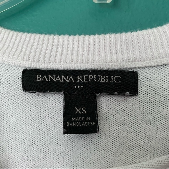 Banana Republic White 3/4 Sleeve Round Neck Knit Sweater size XS - Picture 3 of 8